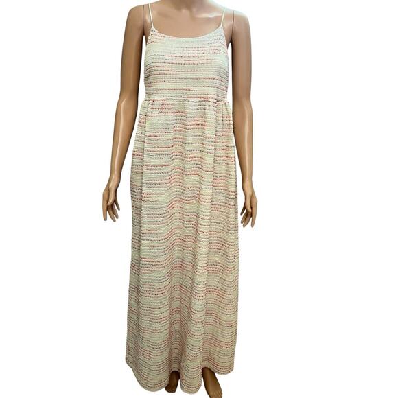 Something Navy Talulah Tweed Maxi Dress Small Flowy Tied Back Preppy Cream Multi - Picture 1 of 9